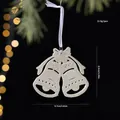 Glittering white double bell Christmas ornament for holiday tree decor, 3.81in wide - Bell