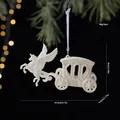 Elegant glittery white Pegasus carriage Christmas tree hanging ornament with dimensions - Sleigh