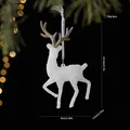 White glittery reindeer Christmas tree ornament with detailed size and weight markings - Elk
