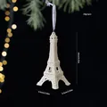 White glitter Eiffel Tower Christmas tree ornament with specific dimensions and weight - Eiffel Tower