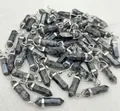 Bulk grey natural crystal pendants in hexagonal bullet pillar shape for necklaces - Labradorite