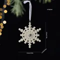 White glitter snowflake Christmas ornament with center rhinestone and dimensions - Snowflake