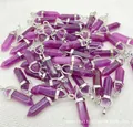 Purple agate hexagonal column bullet-shaped natural crystal stone pendant for necklace - Purple 1