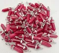 Wholesale collection of red hexagonal crystal bullet stone pendants with silver metal bails - Dyed Red Stone