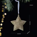 Sparkling gold beaded star Christmas ornament for tree decoration with white ribbon - Gold Star