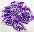 Purple natural crystal hexagonal column bullet shape pendant with silver metal bail - Dyed Purple Stone