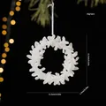 Elegant white glitter wreath Christmas tree ornament, 4.52 inches diameter decoration. - Flower Garland
