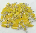 Bulk pack of yellow stone hexagonal bullet pendants for necklaces - Enhanced Yellow Quartz