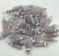 Bulk set of natural grey agate crystal pendants with hexagonal column bullet shape design - Grey Agate