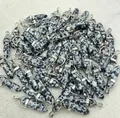 Bulk dalmatian jasper hexagonal bullet stone pendants with silver-plated metal caps - Black Spotted