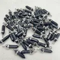 Set of hexagonal black stone bullet pendants with white veining for DIY jewelry making - Black Turquoise
