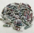 Bulk set of natural agate hexagonal crystal point bullet pendants for DIY jewelry making - Taj Mahal India