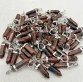 Handcrafted mahogany obsidian hexagonal bullet stone pendants with silver metal bails - Mahogany Obsidian