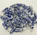 Handmade natural blue sodalite crystal hexagonal point pendant with silver metal bail - Blue Spot Stone