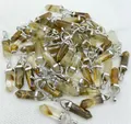 Assorted natural agate crystal hexagonal column bullet pendants with silver-tone bail - Watermelon Skin (Striped)