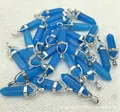 Natural blue agate crystal stone hexagonal column bullet shaped pendant DIY charm - Dyed Blue Stone