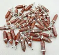 Natural red agate stone hexagonal point bullet pendants for DIY necklace making - Red Unakite