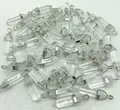Bulk pack of clear quartz crystal hexagonal bullet point pendants with silver metal - Synthetic White Glass