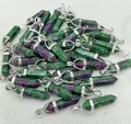 Natural green and purple ruby zoisite hexagonal crystal point pendants for necklaces - Ruby Zoisite