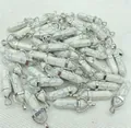 Natural white howlite stone hexagonal point pendants with silver metal bails for necklaces - White Turquoise