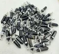 Bulk natural black striped agate hexagonal bullet stone pendants with silver bails - Striped Black Agate