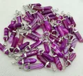 Purple striped agate hexagonal point crystal pendant with silver bail - Striped Rose Red Agate