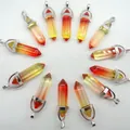 Natural hexagonal crystal column pendant with vibrant orange and yellow gradient finish - Bicolor Glass 3