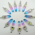 Hexagonal crystal stone bullet pendants with colorful gradient for jewelry making - Bicolor Glass 7