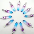 Hexagonal crystal point pendant featuring a vibrant purple and blue gradient design - Bicolor Glass 10