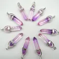 Purple gradient natural crystal hexagonal point pendants for bullet stone necklaces - Bicolor Glass 12