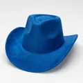 Cobalt blue suede western cowboy hat with a classic rolled brim and retro design - Royal Blue