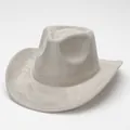 Classic gray suede cowboy hat with a retro curved brim and stylish fedora crown design. - Gray