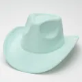Vintage mint green suede cowboy hat with rolled brim western style fedora for adults - Mint Green