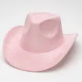 High-quality pink suede western cowboy hat featuring a classic retro rolled brim design - Pink Purple
