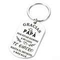 Stainless steel dog tag keychain engraved with Spanish Papa quote on a pure white background - Spanish Thank You Dad Style (JPB-127)