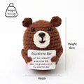 Handgemachter brauner Häkelbär mit einer positiven Botschaftskarte zur Entspannung - Kleiner Braunbär (0.6cm Augen)