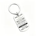 Detailed view of a silver stainless steel keychain engraved with Spanish text for a son - Spanish Mother to Son Style (JPB-124)