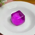 Purple ice cube squishy toy on a white ceramic plate for stress relief. - Big Ice Cube Maltose / 5cm / Purple