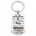 Close-up of engraved inspirational message to grandson on stainless steel keychain - English Inspirational Grandparents to Grandchildren Style (JPB-126)