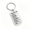 Durable stainless steel keychain engraved with 7 Rules of Life motivational message gift - 7 Rules of Life Inspirational Style (JPB-130)