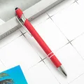 Elegant red aluminum capacitive stylus pen with ballpoint function for touchscreens. - 1.0mm Bullet Tip / Red (Black Ink)