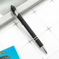 Black matte metal ballpoint pen with silver trim and capacitive stylus tip - 1.0mm Bullet Tip / Black (Black Ink)