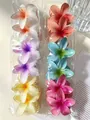Set of colorful plumeria flower hair claw clips for beach vacation style - 8cm Regular Plumeria (6 Colors)