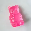 Pink gummy bear stress relief squeeze toy with maltose-like translucent texture - Pink Gummy Bear Maltose (OPP Bag)