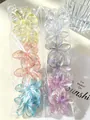 Colorful pearlescent frangipani flower hair clips set for beach vacation style. - 8cm Transparent Iridescent (6 Colors)