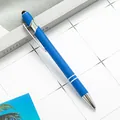 Premium blue metal ballpoint pen with stylus tip and aluminum barrel for screens - 1.0mm Bullet Tip / Blue (Black Ink)