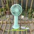 Portable mint green USB rechargeable handheld mini fan with base and lanyard - USB Charging Model (With Base/No Ears) / 15*7.5*4.3cm / Green