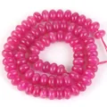 Cuentas espaciadoras de piedra rosa fucsia natural para pulseras y joyas de bricolaje - Calcedonia Rosa Roja