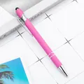 Pink aluminum ballpoint pen with capacitive stylus touch tip for mobile and tablet screens - 1.0mm Bullet Tip / Rose Red (Black Ink)