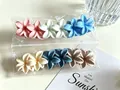 Set of 6 colorful plumeria flower hair claw clips for beach vacation hair styling - 4cm Glossy Finish (6 Colors)